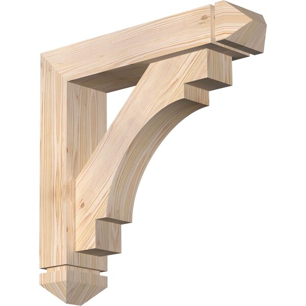 Ekena Millwork Merced Arts and Crafts Smooth Bracket w/ Offset Brace, Douglas Fir, 5 1/2"W x 24"D x 24"H BKT0604X24X24MRC03SDF - main